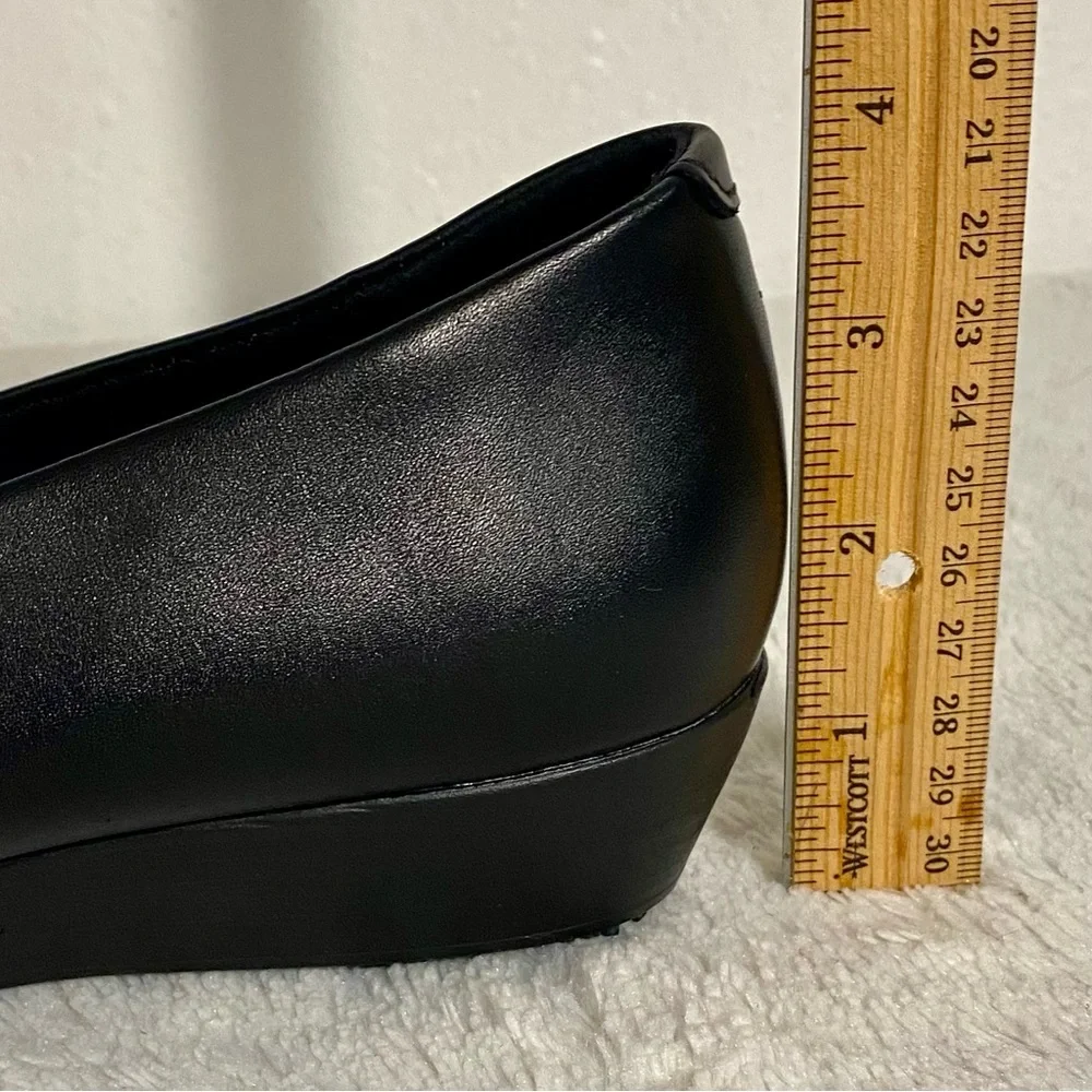 Black Women's Wedge Flats with Accent Hardware SLIP RESISTANT